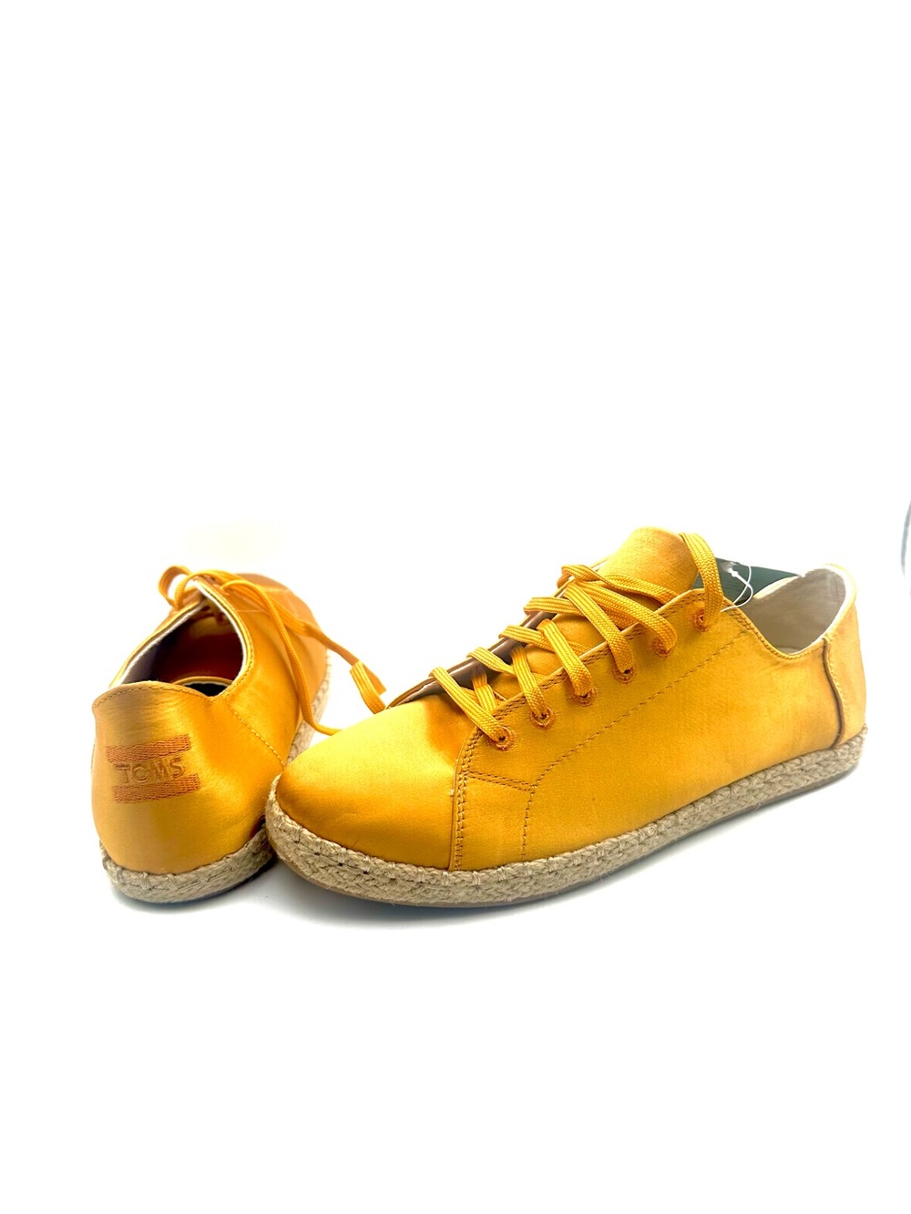 TOMS Gold Satin Lace-Up Espadrille Sneakers – Women’s Size 7.5